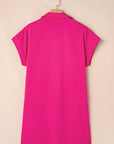 Solid Buttoned Collar T-Shirt Mini Dress