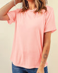 Solid Short Sleeve Crew Neck Tee