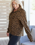 Leopard Quarter-Zip Drop Shoulder Sweatshirt