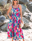 Floral High Waist Sleeveless Flared Maxi Dress