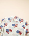 Americana Glitter Mesh Long Sleeve Bodysuit