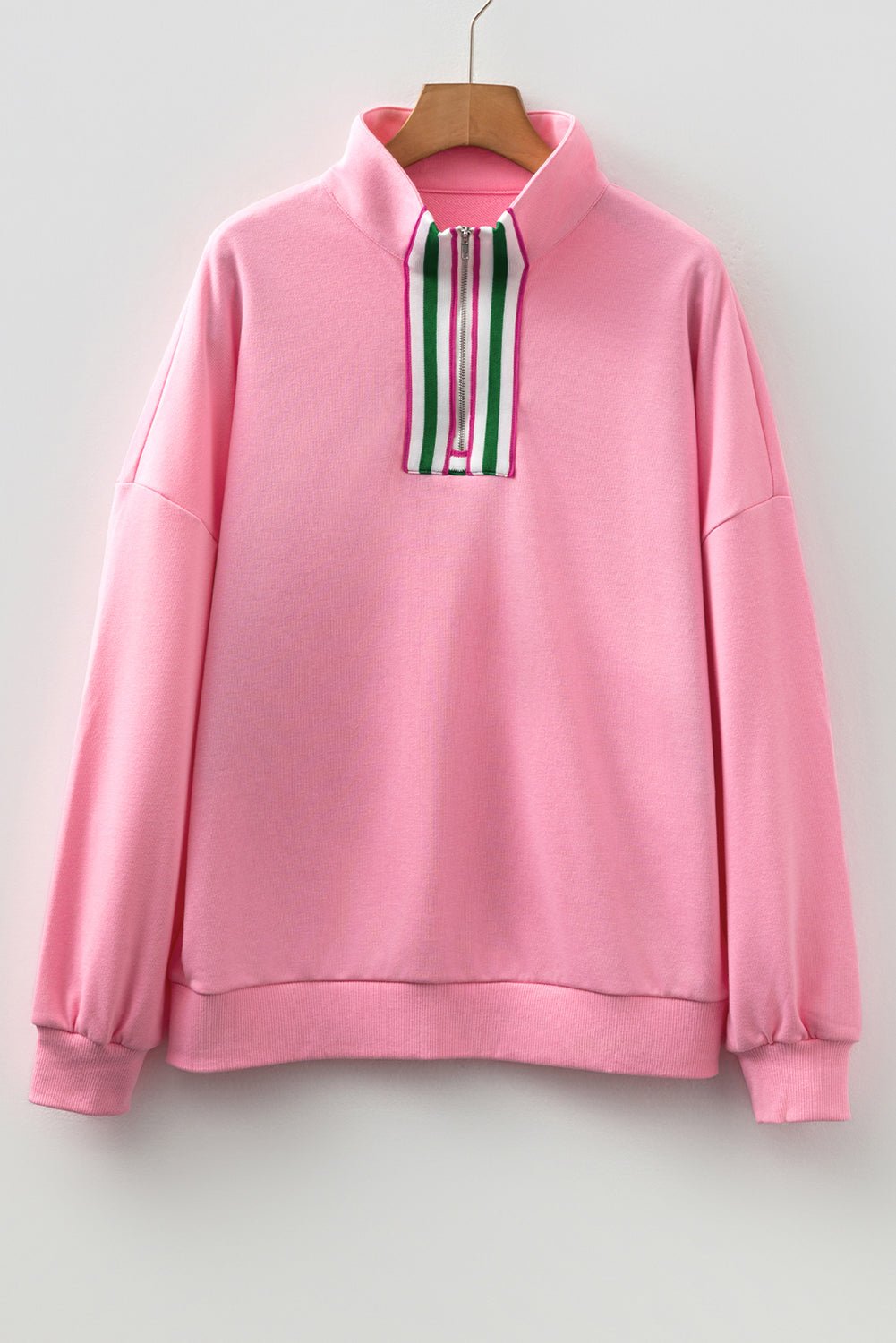 Felitina Patchwork Zip Collar Pullover