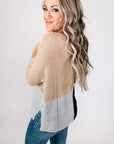 Colorblock Knit V-Neck Sweater