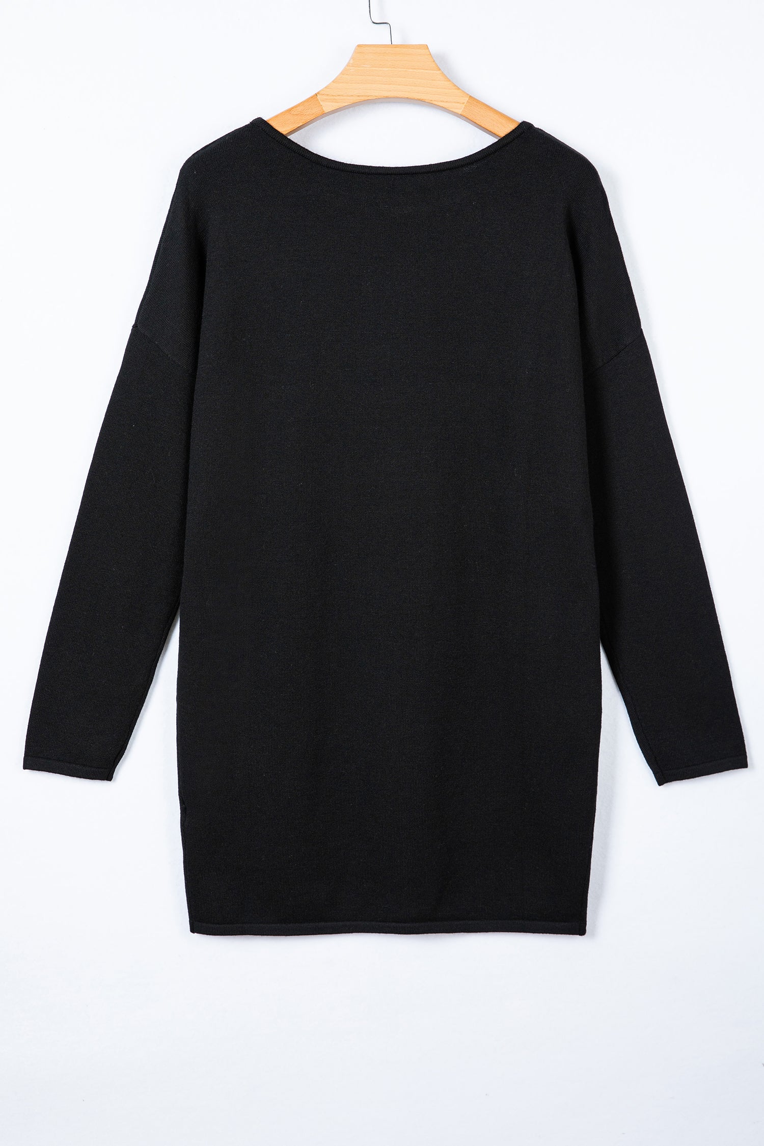 Solid Asymmetric Neck Sweater Mini Dress