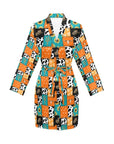 Western Patchwork Women's Belted Satin Feel Dressing Lounge Robe