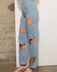 22803P -Rhinestone Fringe Denim Jeans: LIGHT WASH