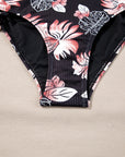 Tropical Colorblock Ribbed High Waist Bikini Swimsuit