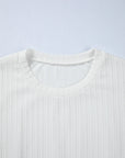 Solid Textured Drop Shoulder Peplum Top
