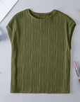 Plus Size Solid Wavy Textured Short Sleeve Tee