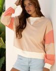 Jolene Block Textured Patchwork Pullover