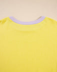 Yellow Striped Color Block Patchwork Crewneck Plus Size Pullover Sweatshirt