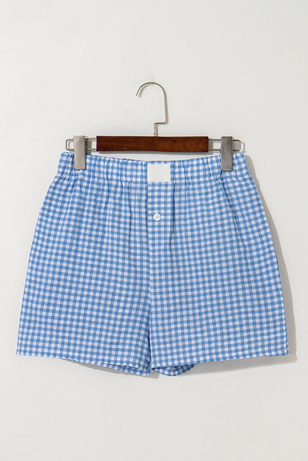 Gingham Plaid High Elastic Waist Shorts