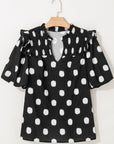Nola Notched Balloon Sleeve Blouse
