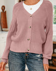 Textured Knit Button Front V-Neck Cardigan