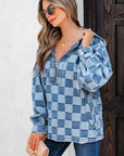 Taracella Checkerboard Zipped Kangaroo Hoodie