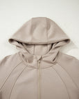 Solid Half-Zip Hoodie and Pants Set