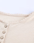 Crochet Lace Hem Sleeve Half-Button Top