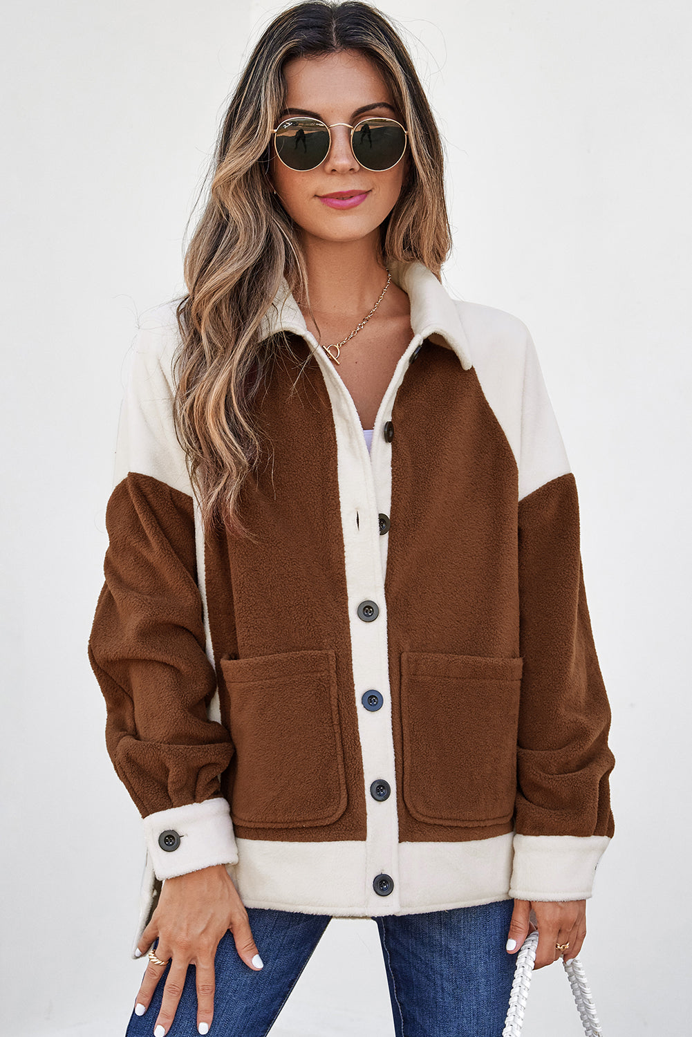 Alia Patchwork Down Fleece Shacket