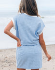 Textured Contrast Trim Crewneck Tee & Pocketed Skirt Set