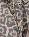 Brianna Leopard Frayed Edge Wide Leg High Waist Jeans