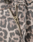 Leopard Frayed Edge High Waist Wide Leg Jeans