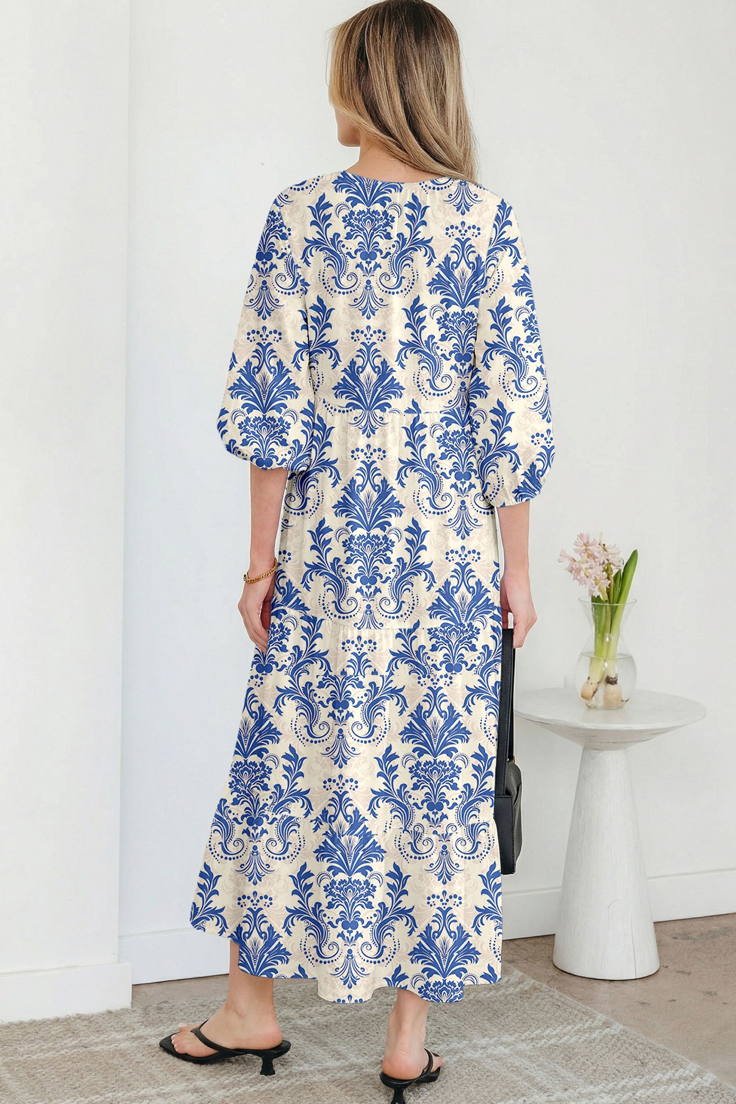 Boho 3/4 Sleeve Maxi Dress