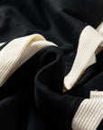 Waffle Knit Colorblock Patchwork Buttoned Hoodie