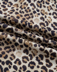 Plus Size Leopard Patchwork Crinkled V-Neck Blouse