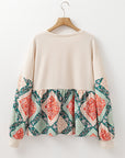 Paisley Geometric Patchwork Long Sleeve Top