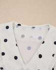 Polka Dot Collared Lace-Up Peplum Top