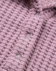Solid Textured Knit Snap Button Collar Top