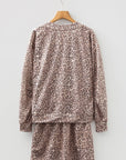 Leopard V-Neck Pullover & Wide-Waistband Skirt Set