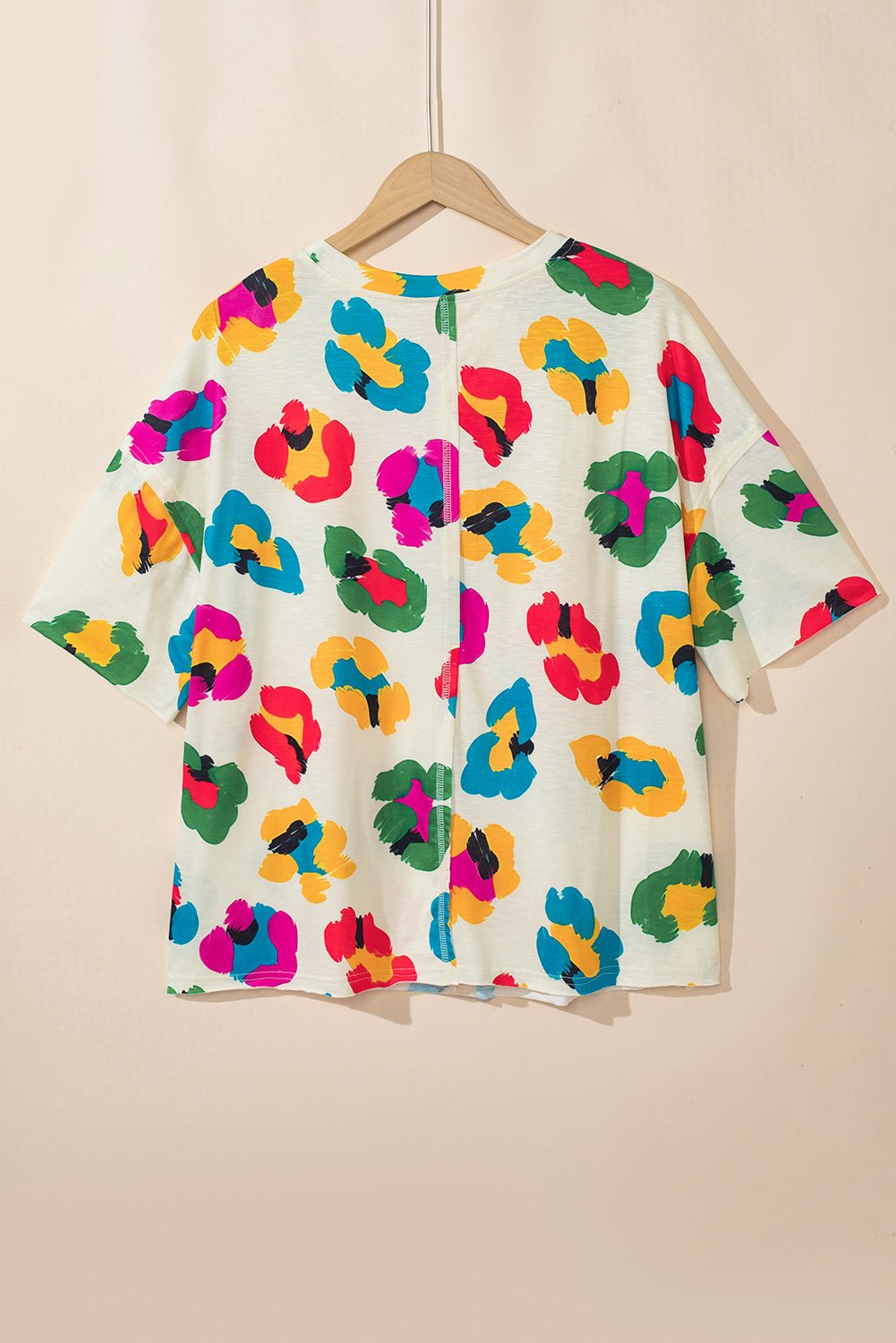Leopard Drop Shoulder Short Sleeve Oversize Tee
