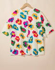 Leopard Drop Shoulder Short Sleeve Oversize Tee