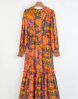 Floral Puff Sleeve Smocked Ruffle Maxi Dress