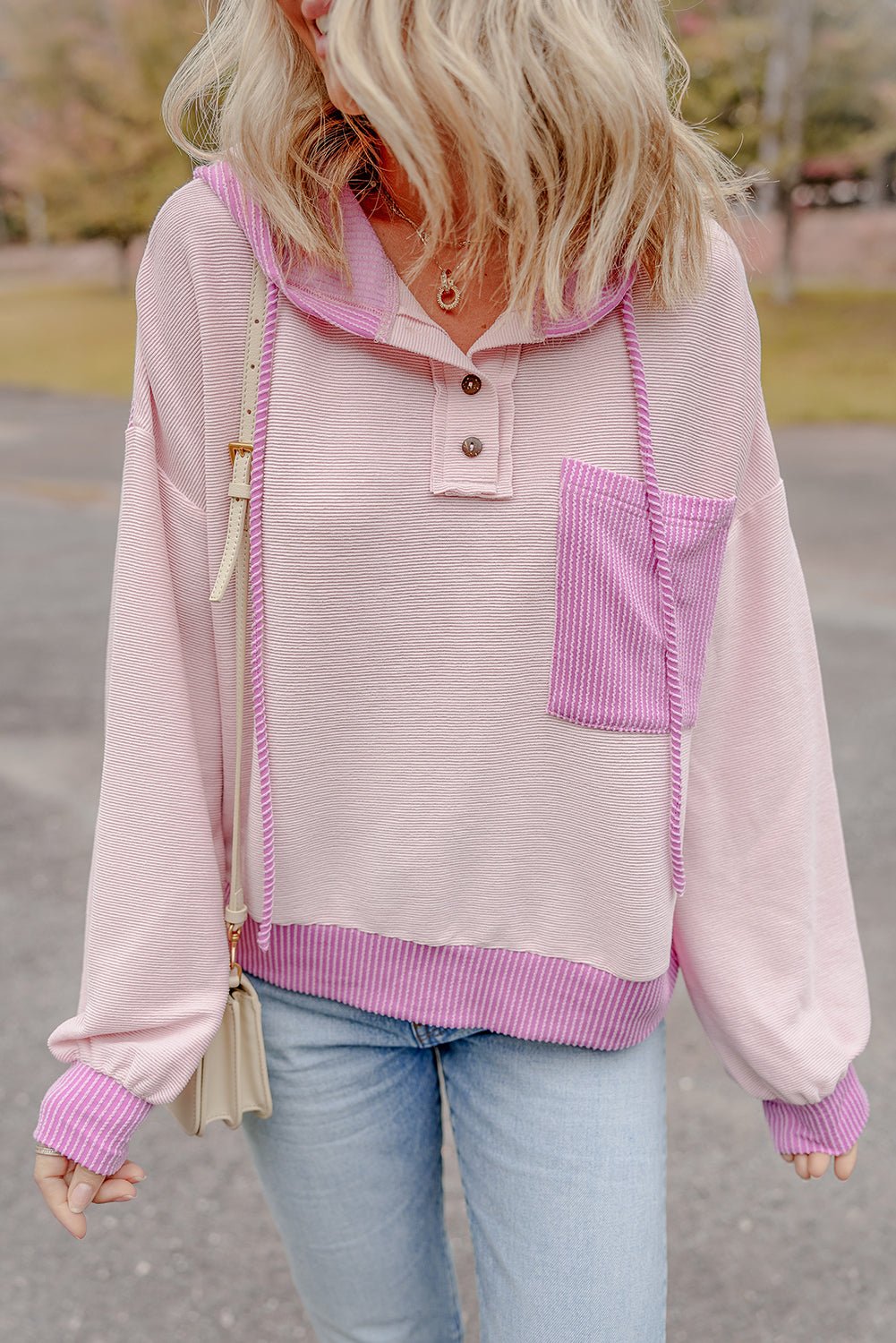 Johanna Patch Drawstring Hooded Top