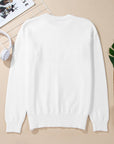 Thankful Embroidered Ribbed Trim Thanksgiving Sweater