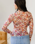 Virginia Floral Print Mesh Long Sleeve Top