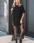 Solid Lace Patchwork Short Sleeve Maxi Dress