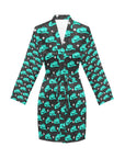 Turquoise cowgirl Hat Women's Belted Satin Feel Dressing Lounge Robe