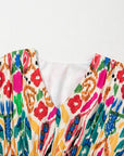Abstract V-Neck Dolman Sleeve Ruffle Tiered Mini Dress