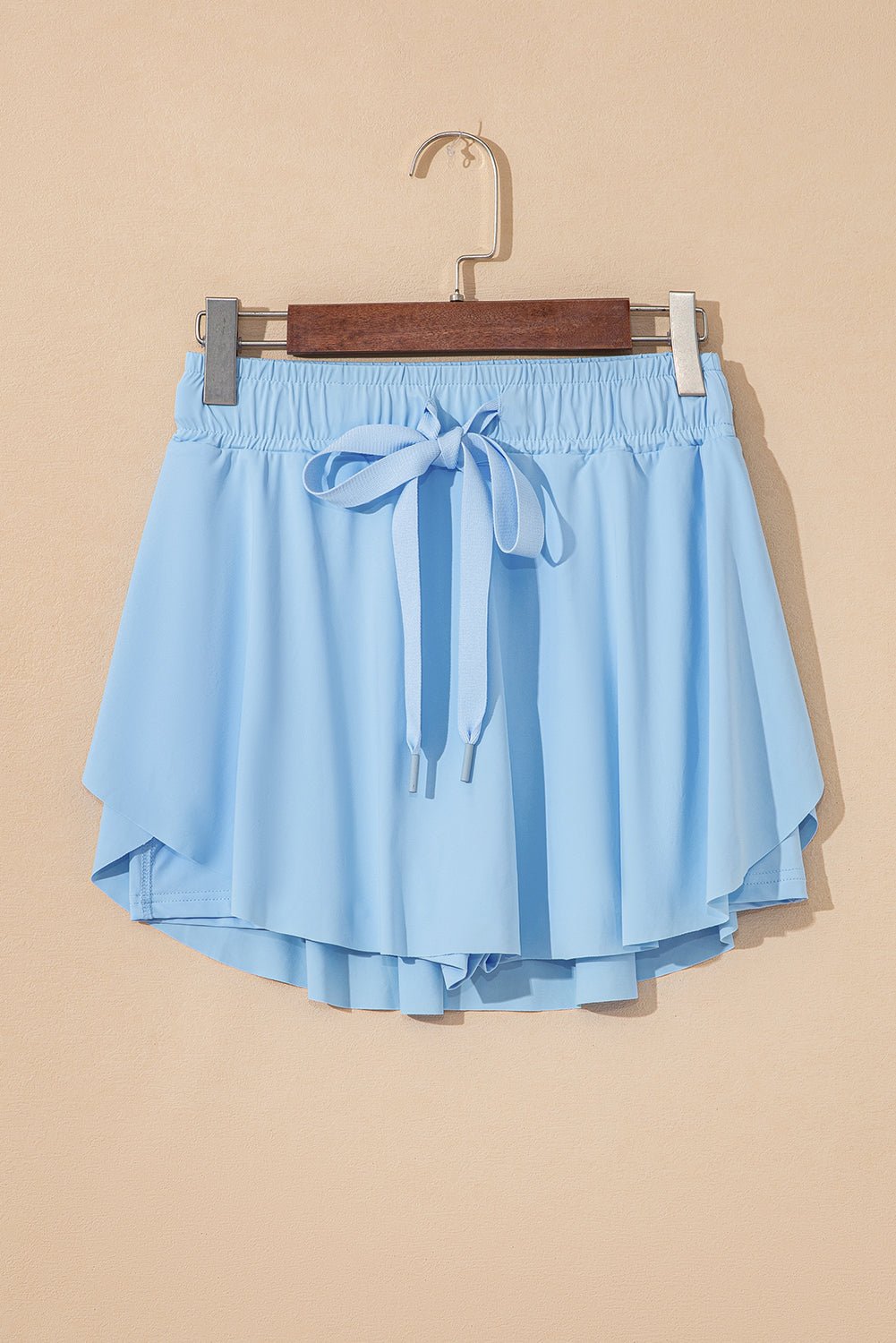 Solid Drawstring Elastic Waist Lined Tennis Skort