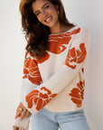 Floral Wide Long Sleeve Sweater