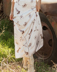 Western Lace Trim High Waist Maxi Skirt