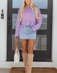 Sawyer Contrast Textured Patchwork Long Sleeve Top