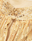 Solid Metallic Sequin Balloon Sleeve Blouse