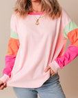 Colorblock Patchwork Long Sleeve Top