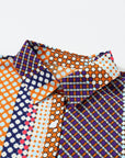 Brown Dot Print Long Sleeve Button Down Shift PLUS Shirt