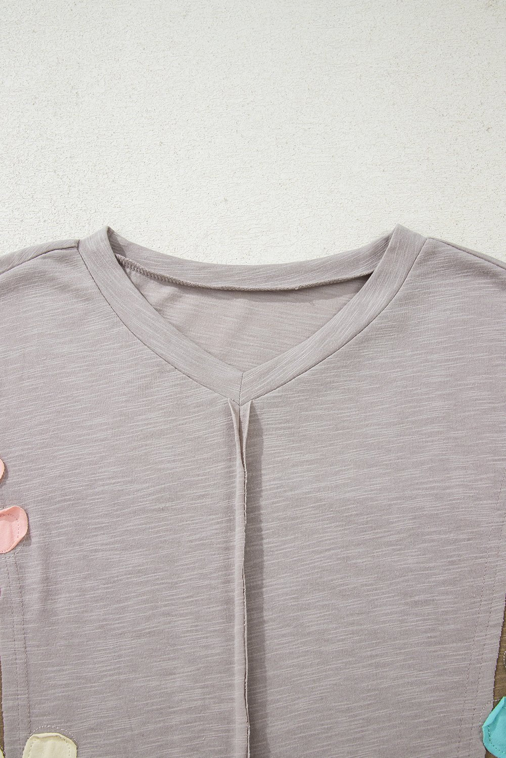 Flower Patch Exposed Seam 3/4 Sleeve T-Shirt