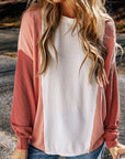 Kayla Color Block Corded Long Sleeve Top
